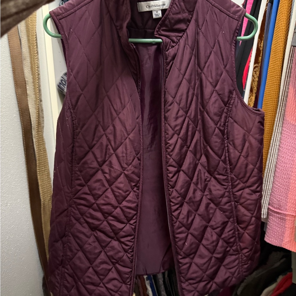Christopher & Banks Quilted Burgundy Vest